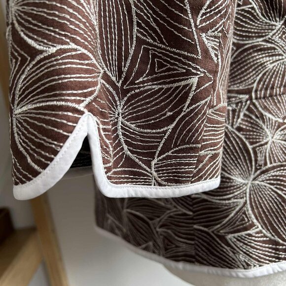 Nygård Collection Chocolate Pure Linen Floral Embroidered Jacket – US 12 - Picture 7 of 11